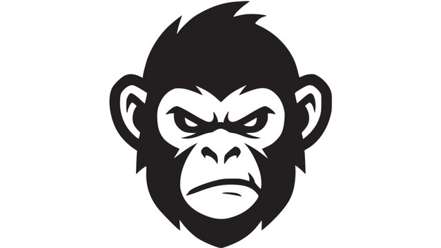 Angry chimp head vector icon, creative monkey mascot brand identity