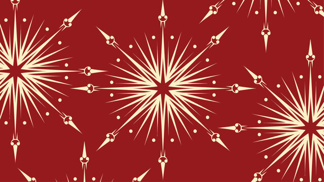Elegant seamless Christmas pattern with cream snowflakes on a red background. Flat vector illustration EPS 10.