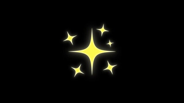 Golden Sparkle Star Icon Animation on Black Background. Shining Twinkle Light Effect, Magic Glitter Flash, Luxury Glow Symbol, Elegant Celebration Motion Loop