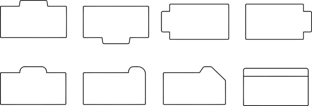 File folder tab shape set with blank document index labels for office filing and organization