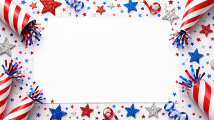 Obraz premium Patriotic party border featuring red white blue decorations