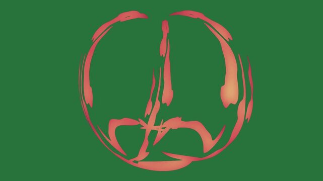 White border and picture of bird deer head on red pumpkin screen black logo it an image spider arrow pointing to the left isolated on green screen background