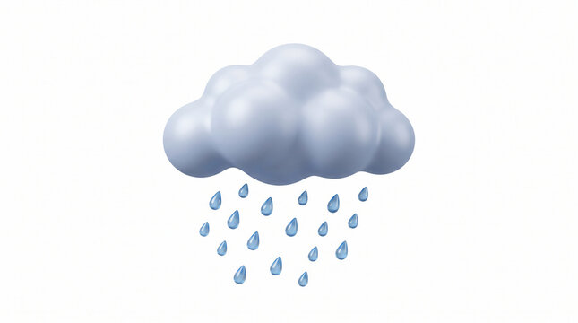 3D render of a fluffy rain cloud icon.