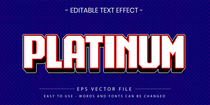 Platinum heavy metal silver industrial vector text effect
