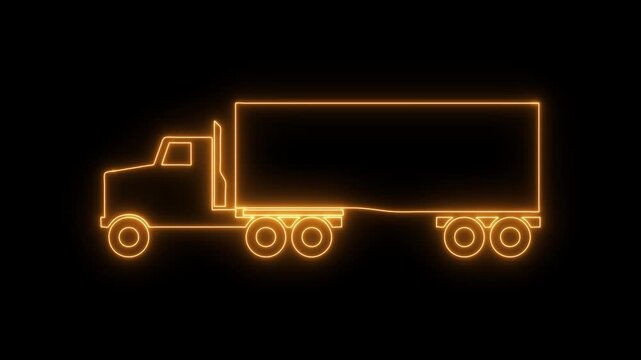 Truck neon icon 4K video animation	