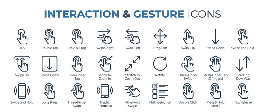 Interaction and Gesture Icons Set for Mobile Device User Interface
