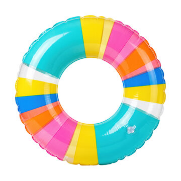 Colorful striped inflatable swim ring float