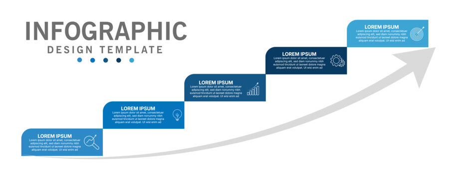 Modern business growth infographic template with five step process timeline and editable presentation workflow design