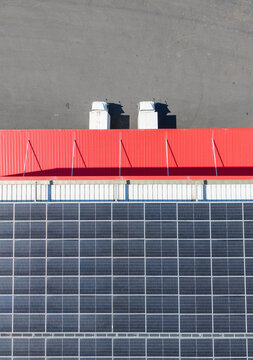 Industrial Rooftop Solar Panel Installation Aerial View