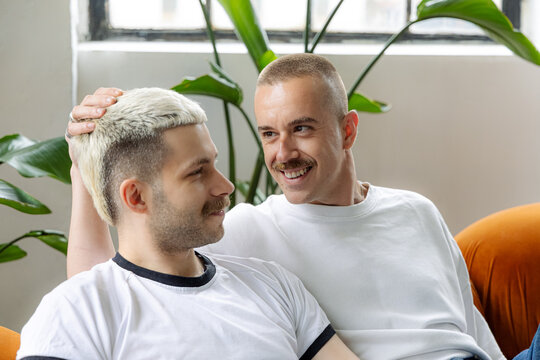 A couple sharing intimate moment