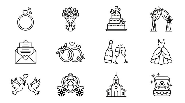 Wedding Engagement Symbols and Objects.