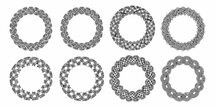 celtic knot circular frames vector black and white ornament pattern design interlace art decoration graphic element traditional symbol culture heritage history