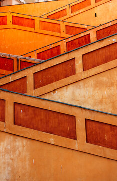 Abstract Orange Staircase Architecture in Menton