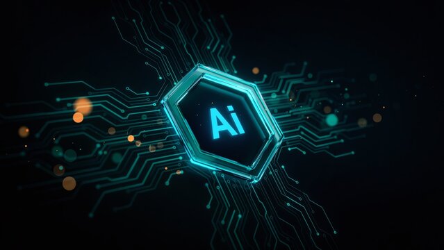 Ai artificial intelligence concept on digital electronic circuit board with artificial intelligence technology electronic processor computing innovation information connection computer
