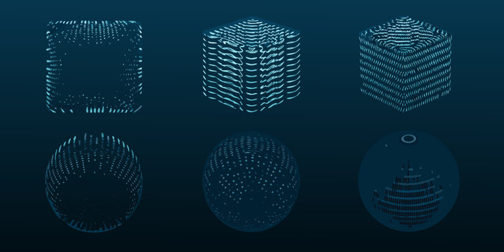 futuristic 3d particle spheres with glowing dots on dark background sphere dot geometric abstract technology science future design art pattern structure