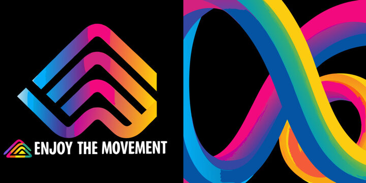 rainbow vortex and colorful loop collection on black background design art abstract vector dynamic shapes geometric forms motion graphics graphic visual