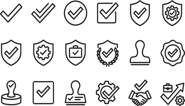 Check mark icons for quality assurance and business verification on transparent background.