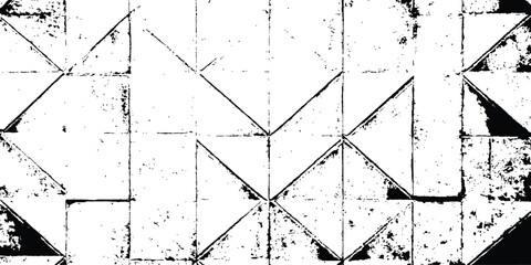 Obraz premium Distressed geometric pattern background with rough triangles, squares, and grunge texture vector illustration.