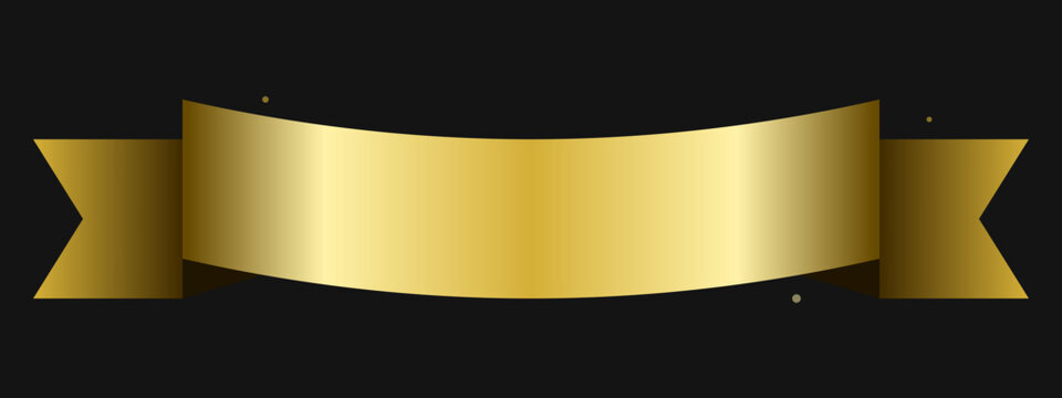 Luxury 3D gold forged ribbon premium metal scroll banner template