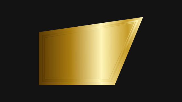 Luxury gold foil trapezoid plaque 3D metallic sign stamped banner badge