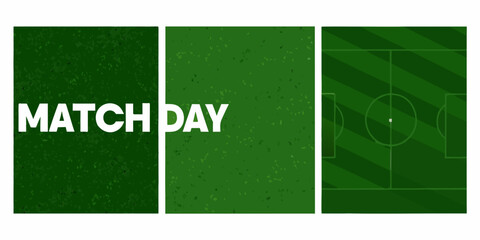 match day graphic with realistic texture on green background football soccer field sport broadcast design template panel striped textured visual element © Ramendranath