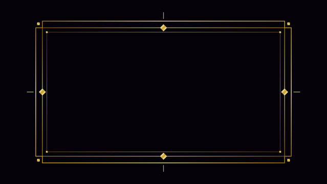 Luxury golden rectangular frame layout template border on transparent background