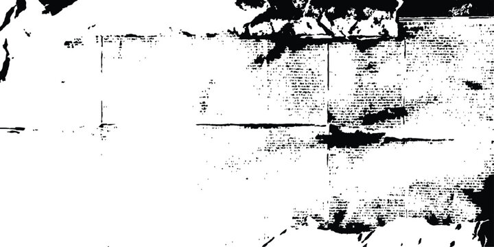 Faded distressed grunge texture overlay with faint newspaper text traces and rough borders vector illustration.