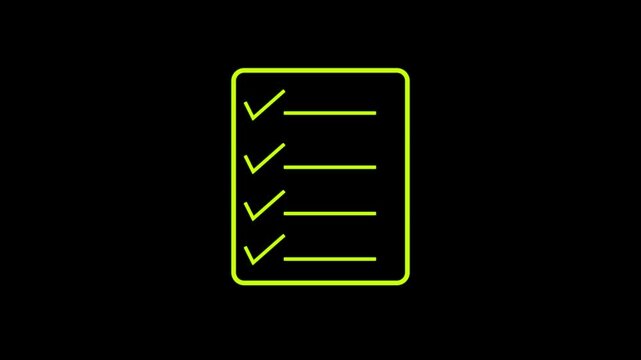 Minimalist digital checklist animation progress, success, corporate, checklist, business, planning, productivity, interface, 4k video.
