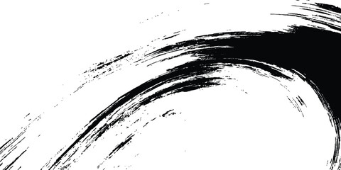 Abstract dynamic black dry brush stroke wave background with rough grunge texture vector illustration. © Design House
