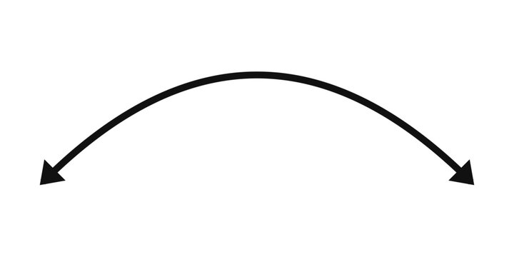 Black curved double arrow directional arc symbol