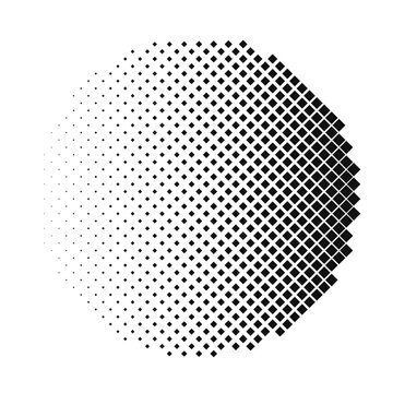 Minimalist black halftone gradient diamond grid circular pattern