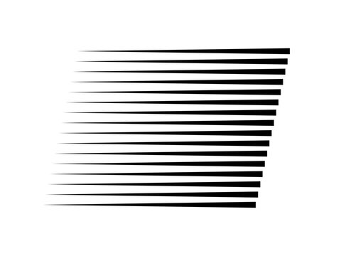 Black horizontal line trapezoid abstract shape perspective striped design element