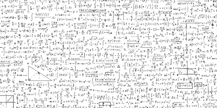 Hand drawn complex mathematical formulas equations and physics science diagrams on white background vector illustration.