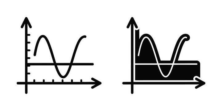 Mathematical Sine Wave Function Graphs and Integral Area Calculation Icons