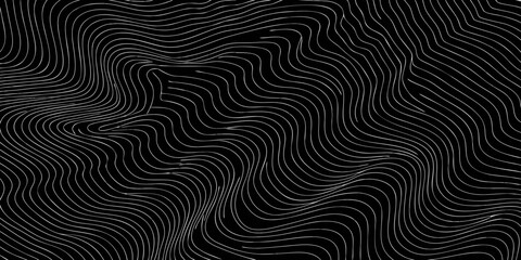 Obraz premium wavy line pattern on black background white abstract geometric curve swirl flow minimalist design art modern graphic visual effect hypnotic movement