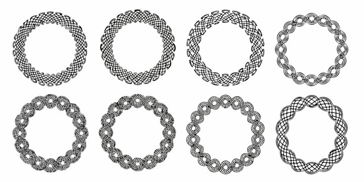collection of black and white celtic knot circular patterns on white background pattern vector ornament design interlace loop symbol art decoration