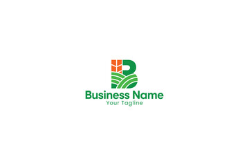 Modern vector agricultural b letter logo farming harvest growth symbol © Nazmul