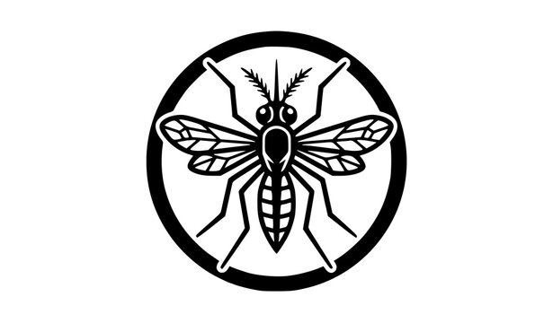 Minimalist Mosquito Pest Control Warning Black And White Vector
