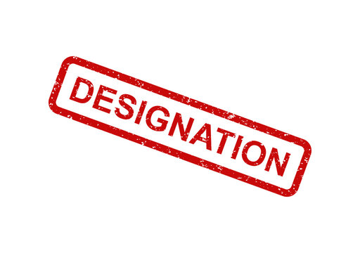 Red stamp with designation text illustration