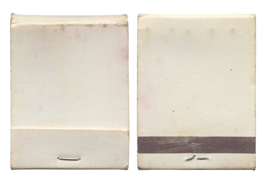 Vintage 1980s Old Blank White Aged Matchbook - Front & Back Set - Authentic Distressed Ephemera - Mockup Asset Isolated on White