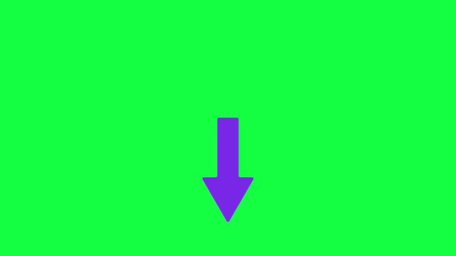 Purple Down Arrow Animation with Downward Directional Indicator Movement on Green Screen Chroma Key Seamless Loop Motion Graphics