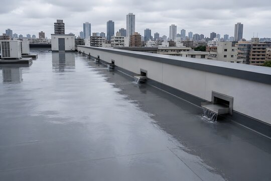 Multiple Scupper Drains on Commercial Rooftop
