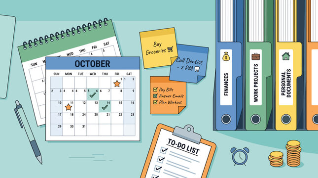Office supplies and organization tools.