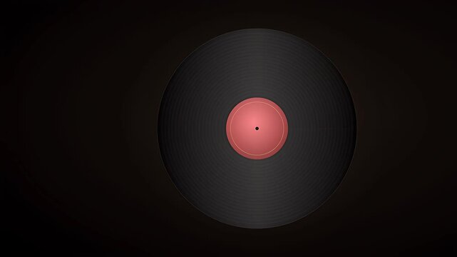 Vintage vinyl record album playing on turntable smooth spinning analog audio musical background groove texture cinematic loop