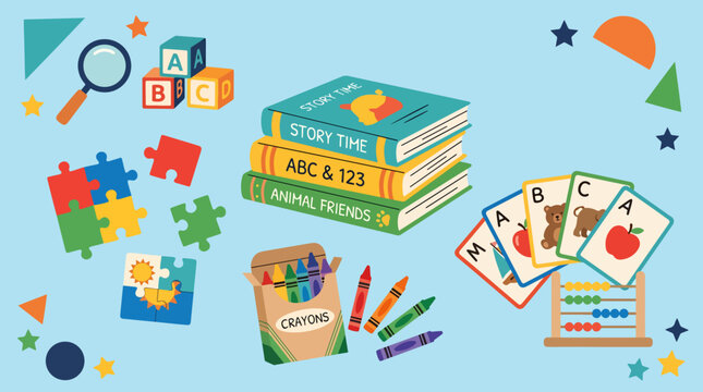 Colorful educational learning tools for kids.