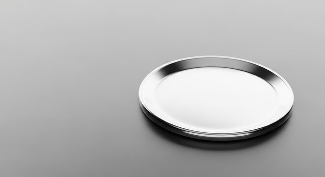 A clean, blank metal pin button badge rests on a neutral surface, showcasing a polished steel finish perfect for custom graphic placement, object, accessory, metal