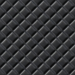 Naklejka premium Black quilted leather texture with diamond pattern
