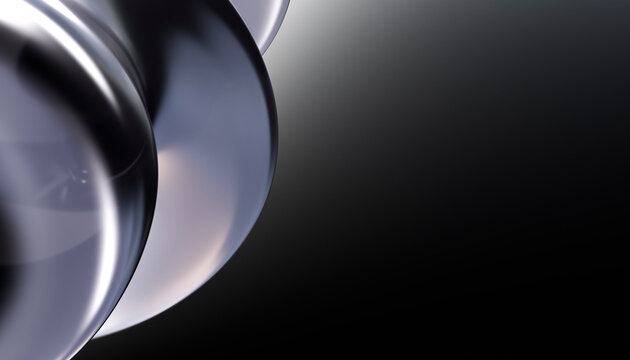 Abstract glass sphere render on dark gradient background