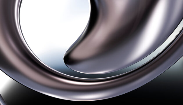 Abstract glass render with metallic swirl on clean background