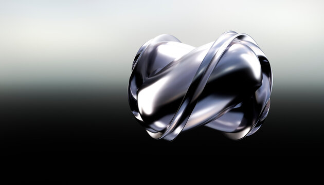 Abstract glass render object floating on gradient background